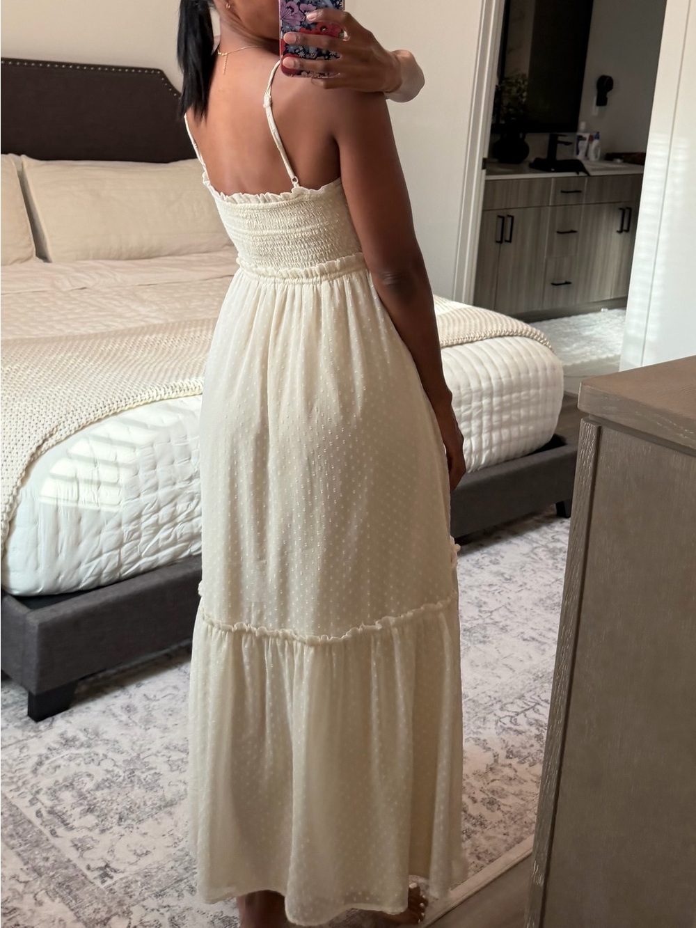 Patrons of Peace Ivory Swiss-Dot Maxi Dress with Tie Waist - Picture 2 of 2
